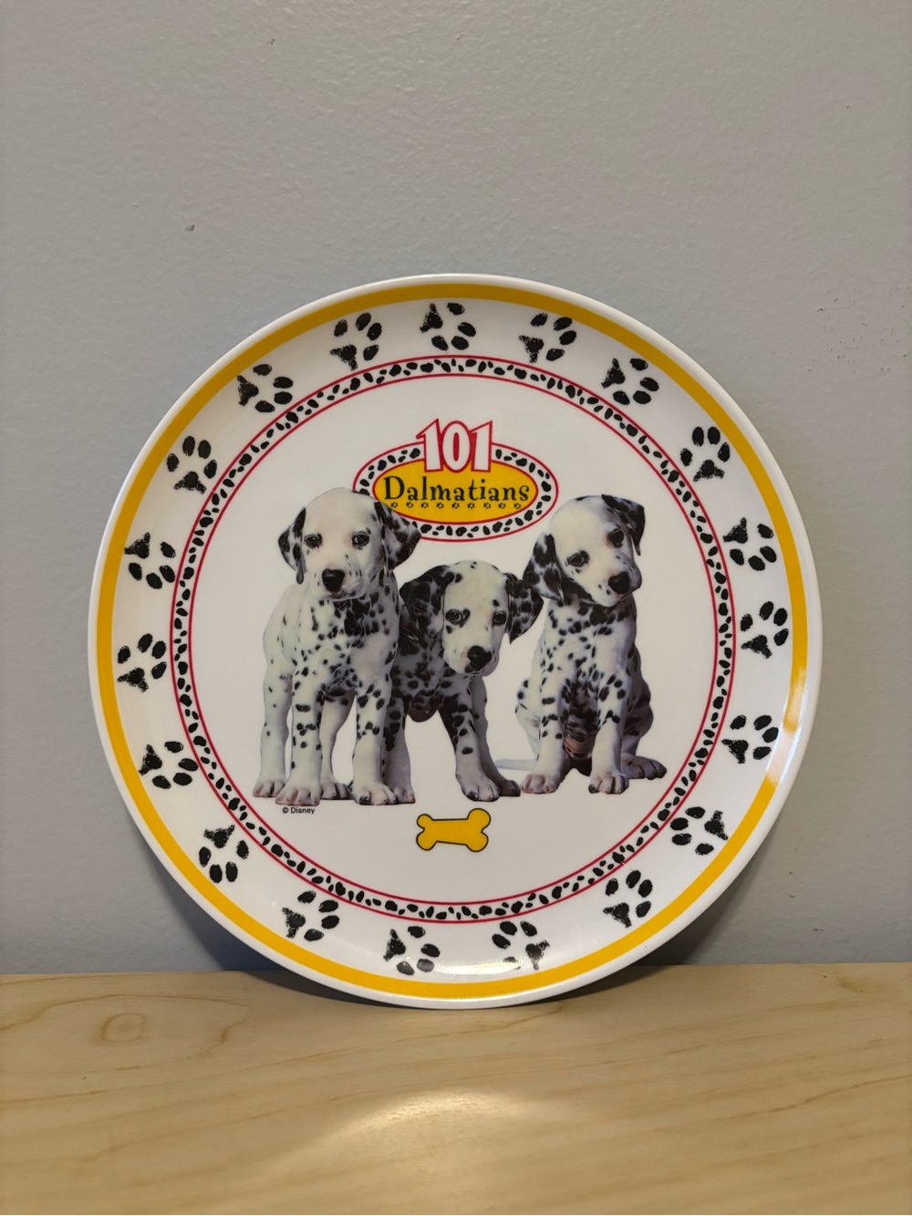 Disney 101 Dalmatians Collectible Plate - Yellow, White & Black